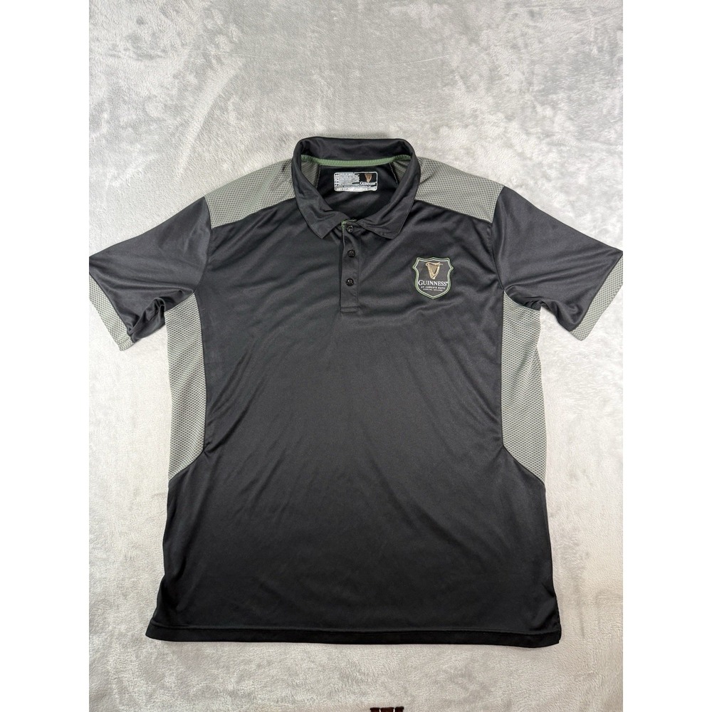 Guinness‎ Shirt Mens 2XL Black Grey St James's Gate Dri Fit Performance Polo